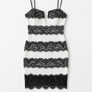 Papaya • Black & White Lace Bodycon Dress • Juniors Size L • NWT